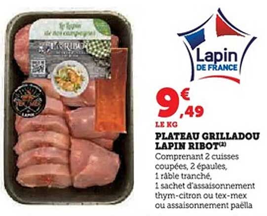 PLATEAU GRILLADOU LAPIN RIBOT