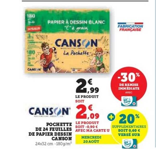 Pochette de 24 feuilles de papier dessin Canson