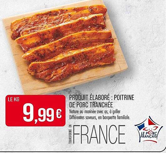 Poitrine de porc tranchée