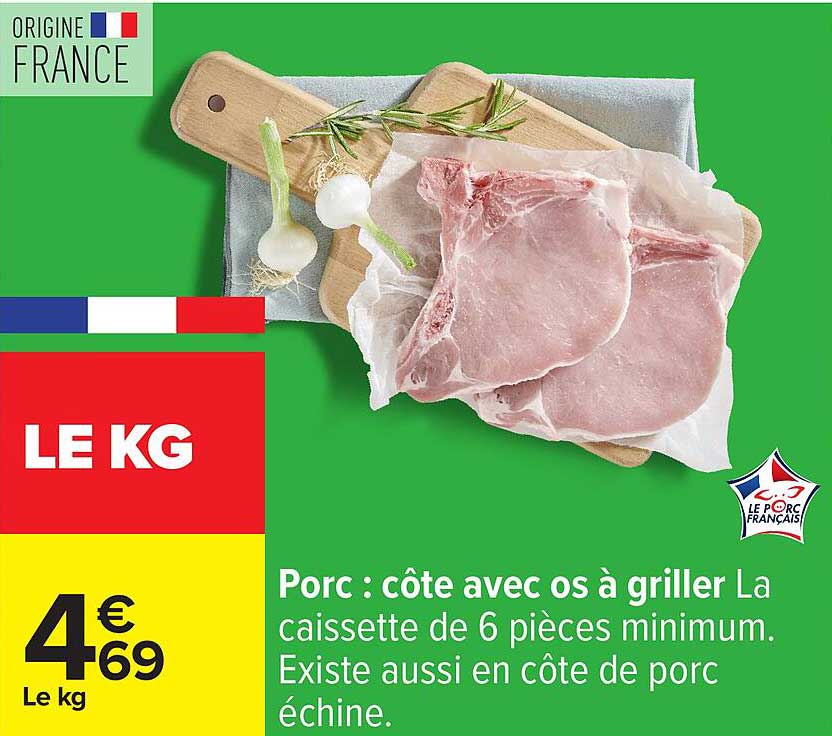 Porc : côte avec os à griller