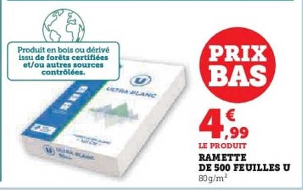 RAMETTE DE 500 FEUILLES U
