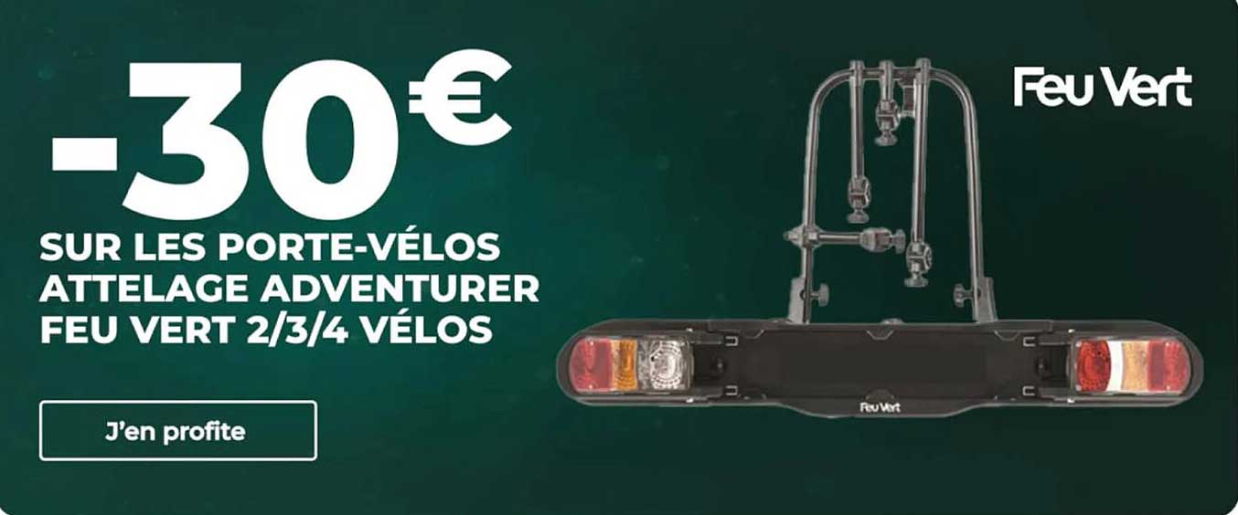 Réduction de 30€ sur les porte-vélos attelage Adventurer Feu Vert 2/3/4 vélos