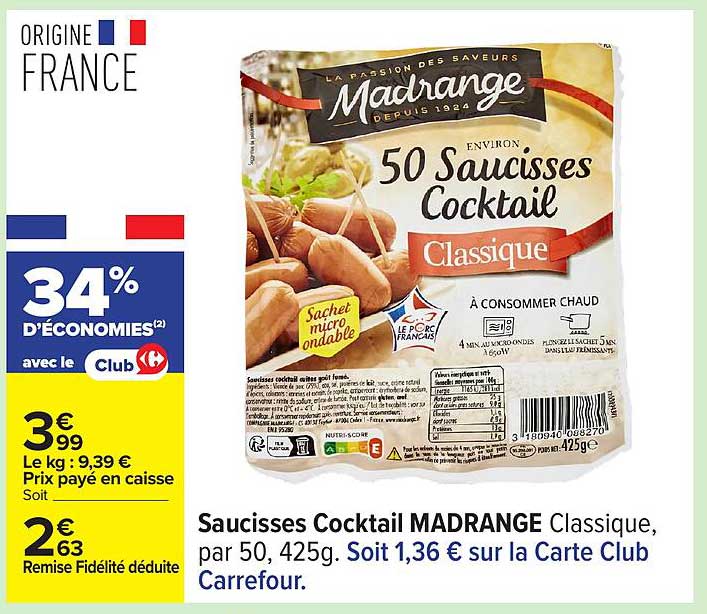 Saucisses Cocktail MADRANGE Classique