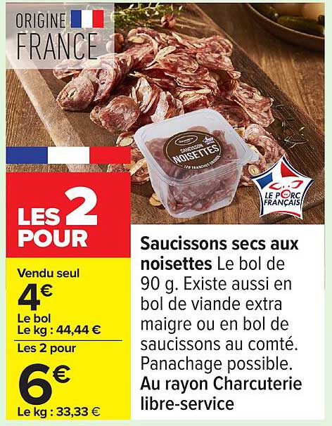 Saucissons secs aux noisettes