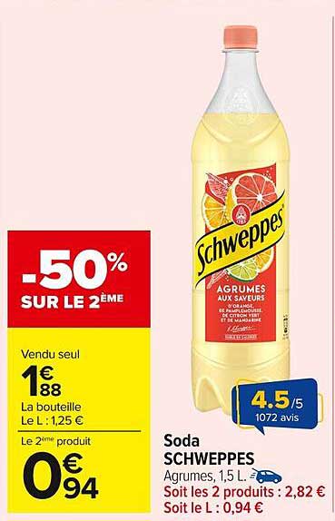 Soda SCHWEPPES Agrumes, 1,5 L