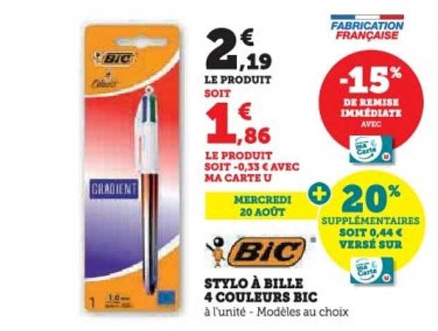 STYLO À BILLE 4 COULEURS BIC