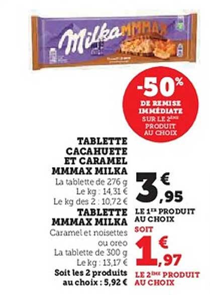 TABLETTE CACAHUETE ET CARAMEL MMmax Milka