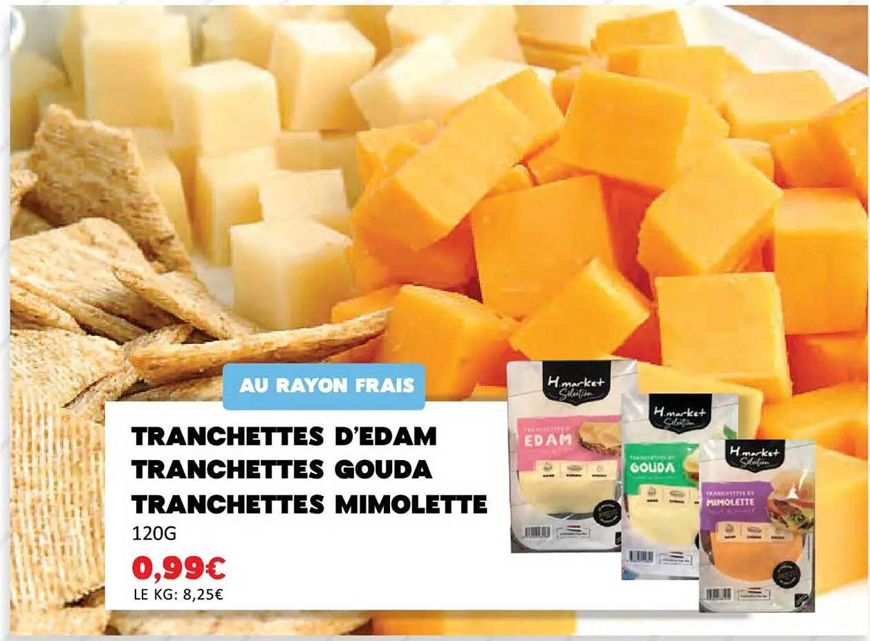 Tranchettes d’Edam, Tranchettes Gouda, Tranchettes Mimolette