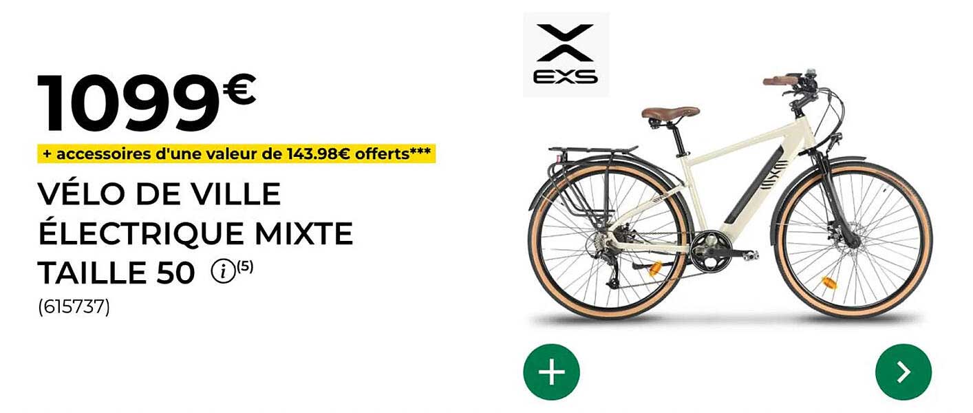 VÉLO DE VILLE ÉLECTRIQUE MIXTE TAILLE 50
