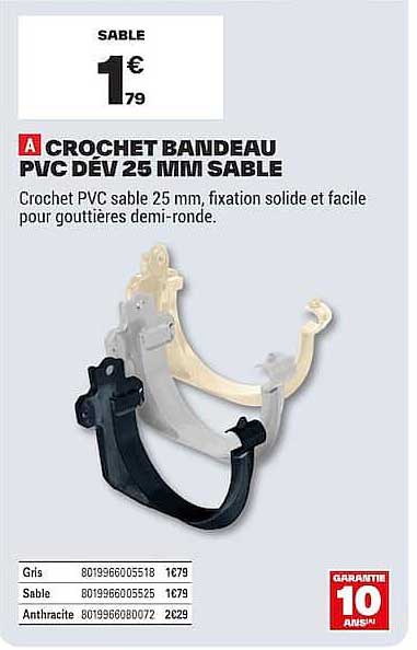 A CROCHET BANDEAU PVC DÉV 25 MM SABLE