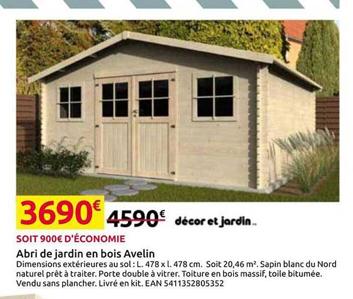 Abri de jardin en bois Avelin