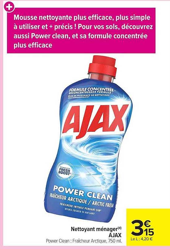 AJAX Power Clean : Fraîcheur Arctique, 750 ml