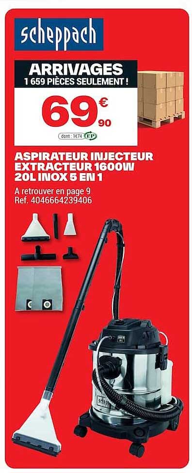 ASPIRATEUR INJECTEUR EXTRACTEUR 1600W 20L INOX 5 EN 1