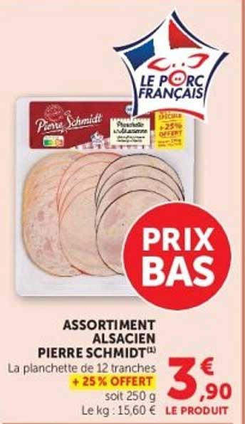 ASSORTIMENT ALSACIEN PIERRE SCHMIDT (1) La planchette de 12 tranches + 25% OFFERT