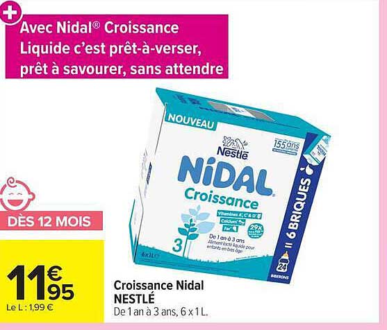 Avec Nidal® Croissance Liquide c’est prêt-à-verser, prêt à savourer, sans attendre