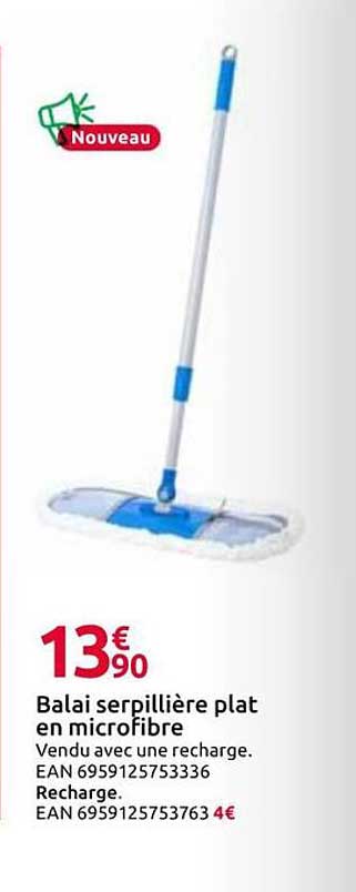 Balai serpillière plat en microfibre