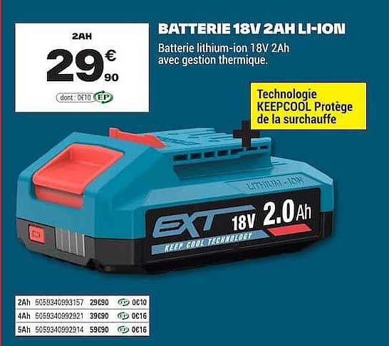 Batterie 18V 2Ah Li-ion