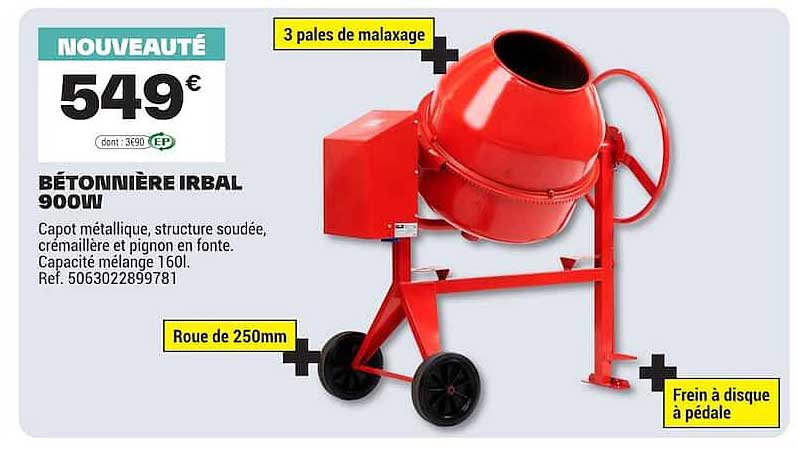 BÉTONNIÈRE IRBAL 900W