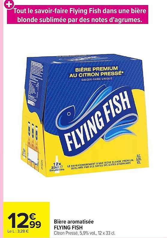 Bière aromatisée FLYING FISH Citron Pressé, 5,9% vol., 12 x 33 cl.