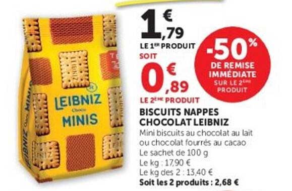 BISCUITS NAPPÉS CHOCOLAT LEIBNIZ