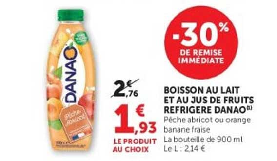 BOISSON AU LAIT ET AU JUS DE FRUITS REFRIGERE DANAO