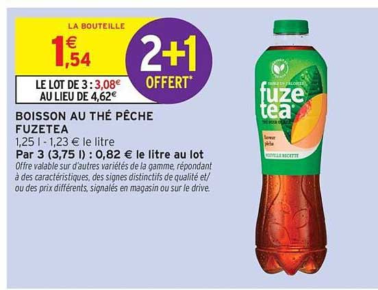 BOISSON AU THÉ PÊCHE FUZETEA 2+1 OFFERT