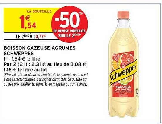 BOISSON GAZEUSE AGRUMES SCHWEPPES