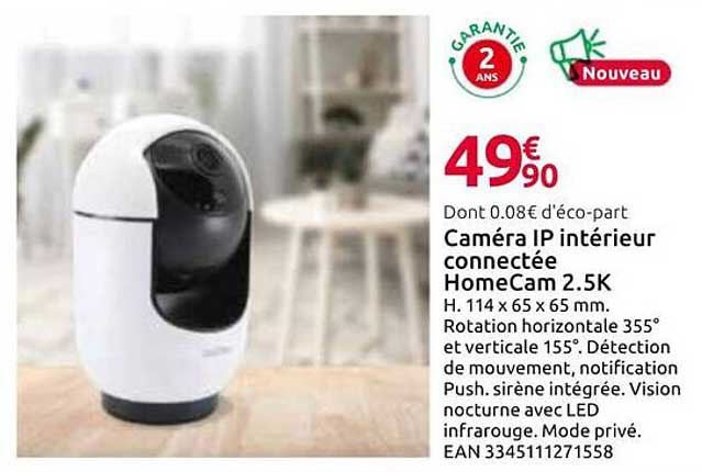 Caméra IP intérieur connectée HomeCam 2.5K
