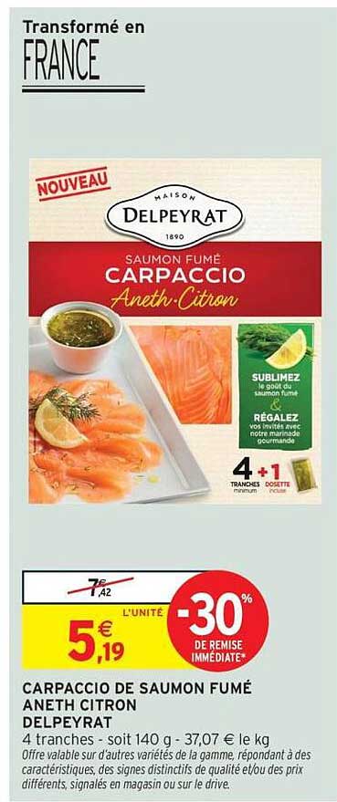 CARPACCIO DE SAUMON FUMÉ ANETH CITRON DELPEYRAT