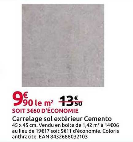 Carrelage sol extérieur Cimento