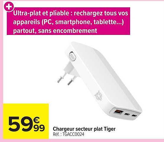 Chargeur secteur plat Tiger