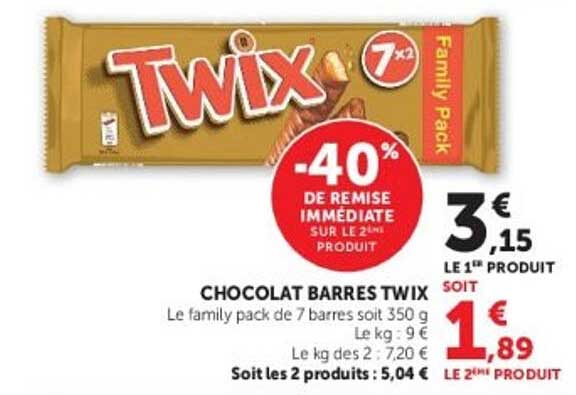CHOCOLAT BARRES TWIX