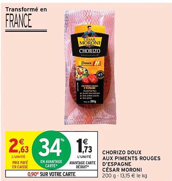 CHORIZO DOUX AUX PIMENTS ROUGES D'ESPAGNE CÉSAR MORONI