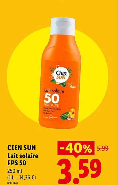 CIEN SUN Lait solaire FPS 50 250 ml (1 L = 14,36 €)