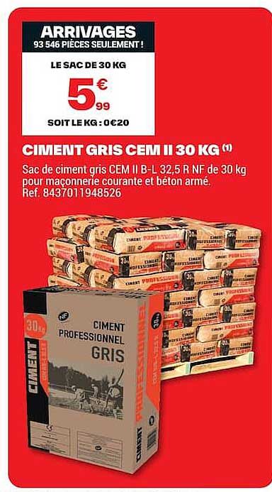 CIMENT GRIS CEM II 30 KG (*)