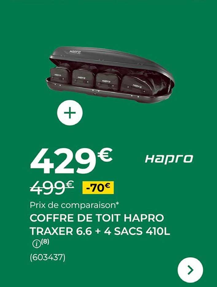 COFFRE DE TOIT HAPRO TRAXER 6.6 + 4 SACS 410L