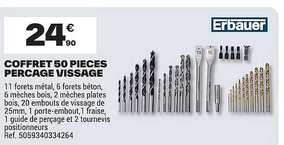 COFFRET 50 PIECES PERÇAGE VISSAGE