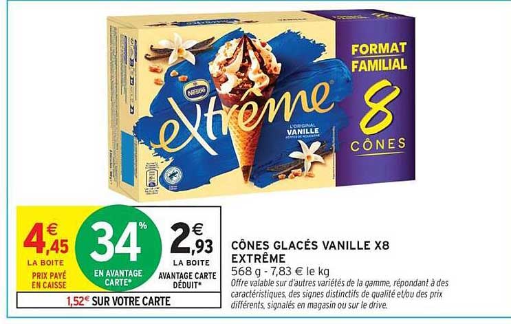 CÔNES GLACÉS VANILLE X8 EXTREME