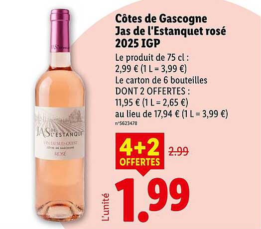 Côtes de Gascogne Jas de l'Estaquet rosé 2025 IGP