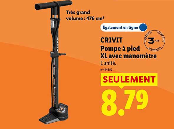 CRIVIT Pompe à pied XL avec manomètre