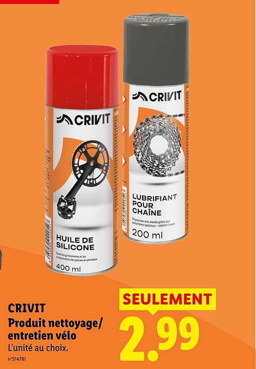 CRIVIT Produit nettoyage/entretien vélo L’unité au choix.