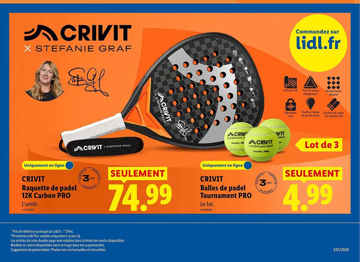 CRIVIT Raquette de padel 12K Carbon PRO