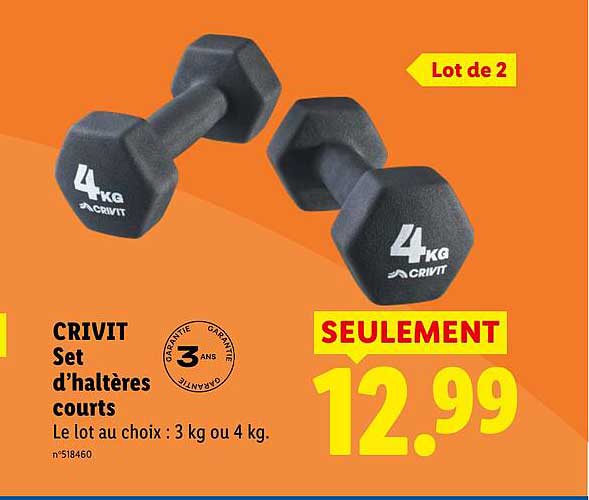 CRIVIT Set d’haltères courts