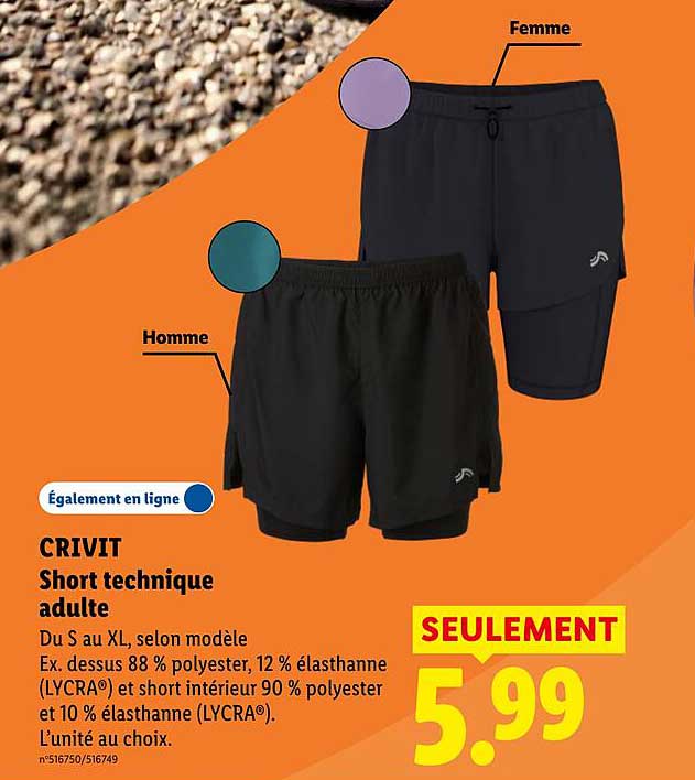 CRIVIT Short technique adulte