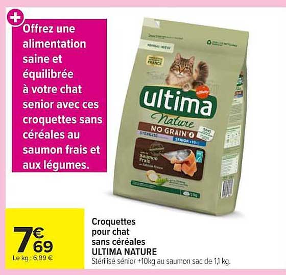 Croquettes pour chat sans céréales ULTIMA NATURE