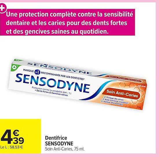 Dentifrice SENSODYNE Soin Anti-Caries, 75 ml.