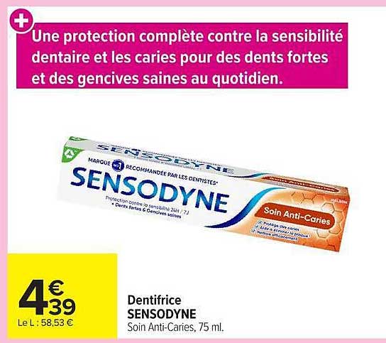 Dentifrice SENSODYNE Soin Anti-Caries, 75 ml.