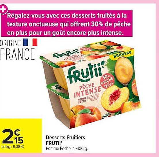 Desserts Fruitiers FRUITI' Pêche Intense