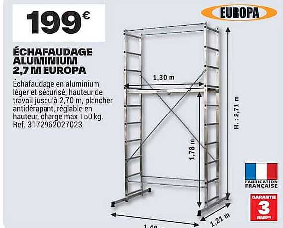 ÉCHAFAUDAGE ALUMINIUM 2,7 M EUROPA