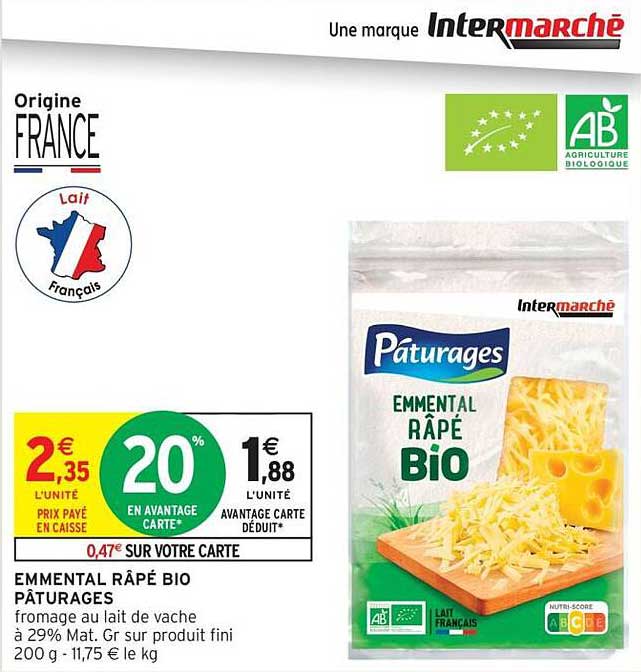 EMMENTAL RÂPÉ BIO PÂTURAGES